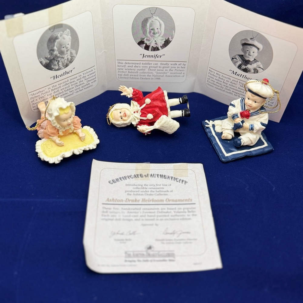 Ashton-Drake Yolanda Bello Heirloom Ornaments Set of 3 - w/ COA